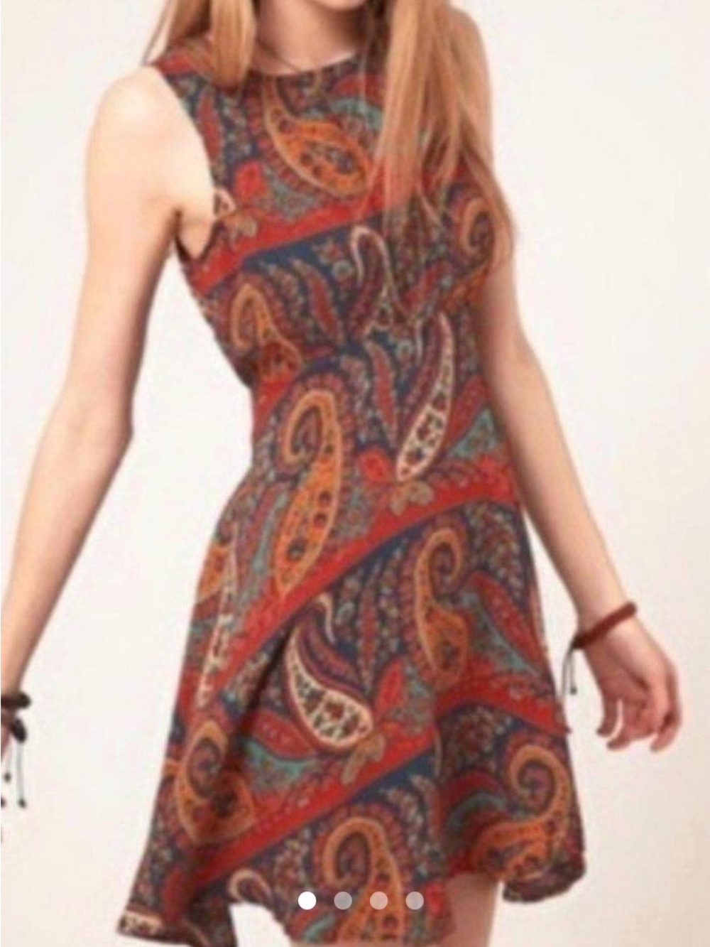 Free People Rust Multicolor Paisley Sleeveless A-Line Dress